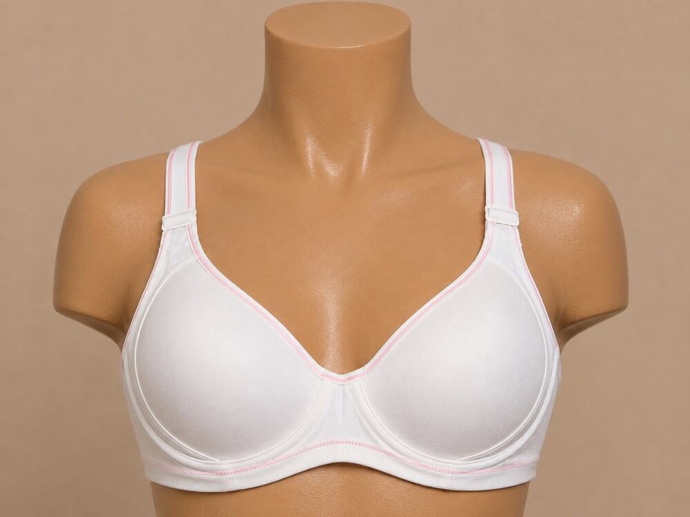 Syrokan White Underwire Bra 32E Pink Trim Full Coverage Padded